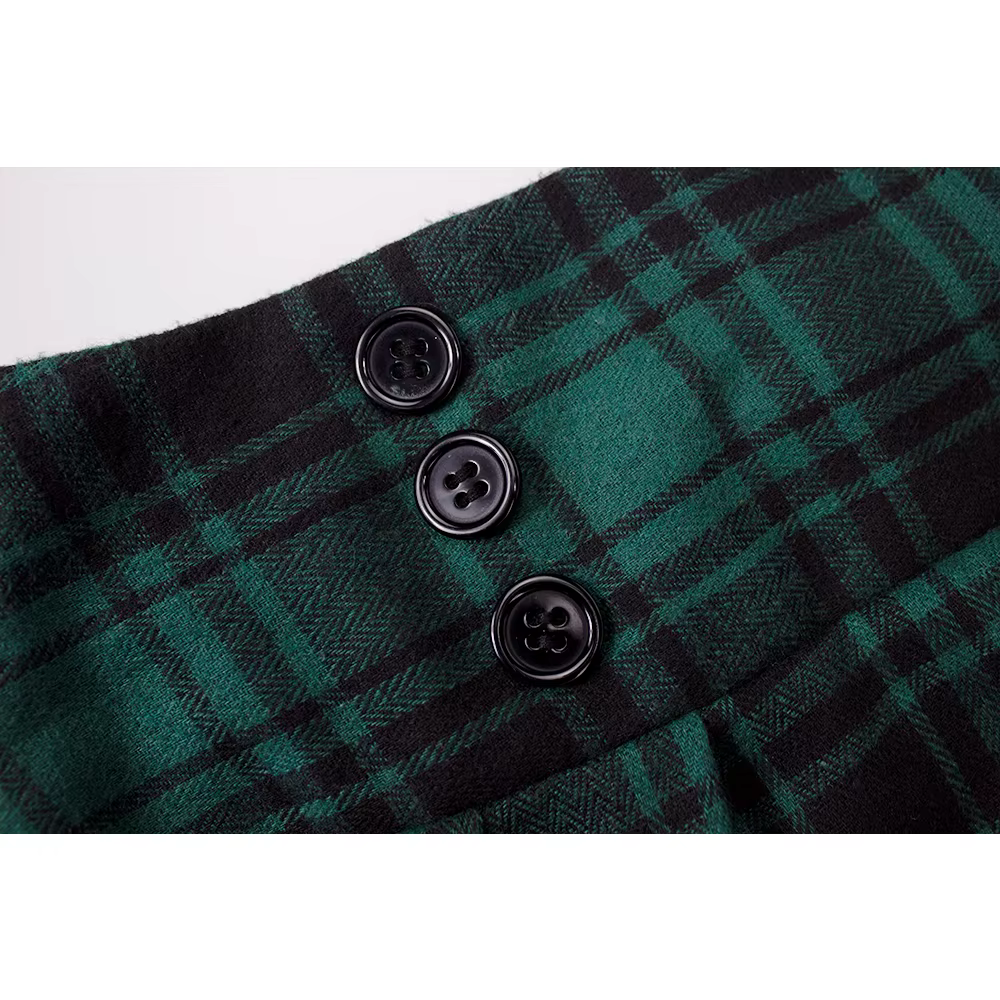 SISHION 2025 automne nouveau une ligne boutons pivotants longue Midi Vintage Jupe SS0037 rouge vert 