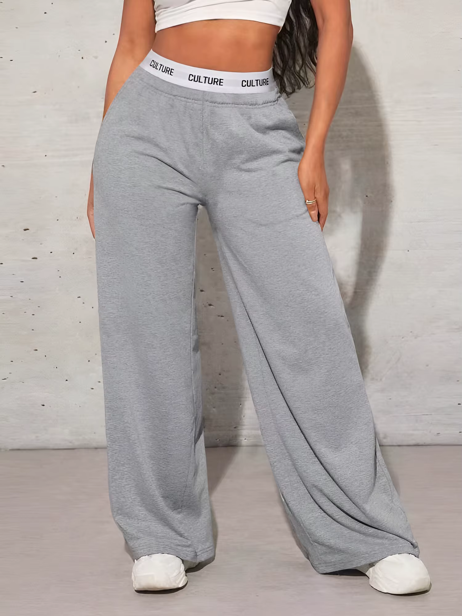 Pantalon de survêtement vintage américain à jambes larges, design de ceinture avec inscription CULTU
