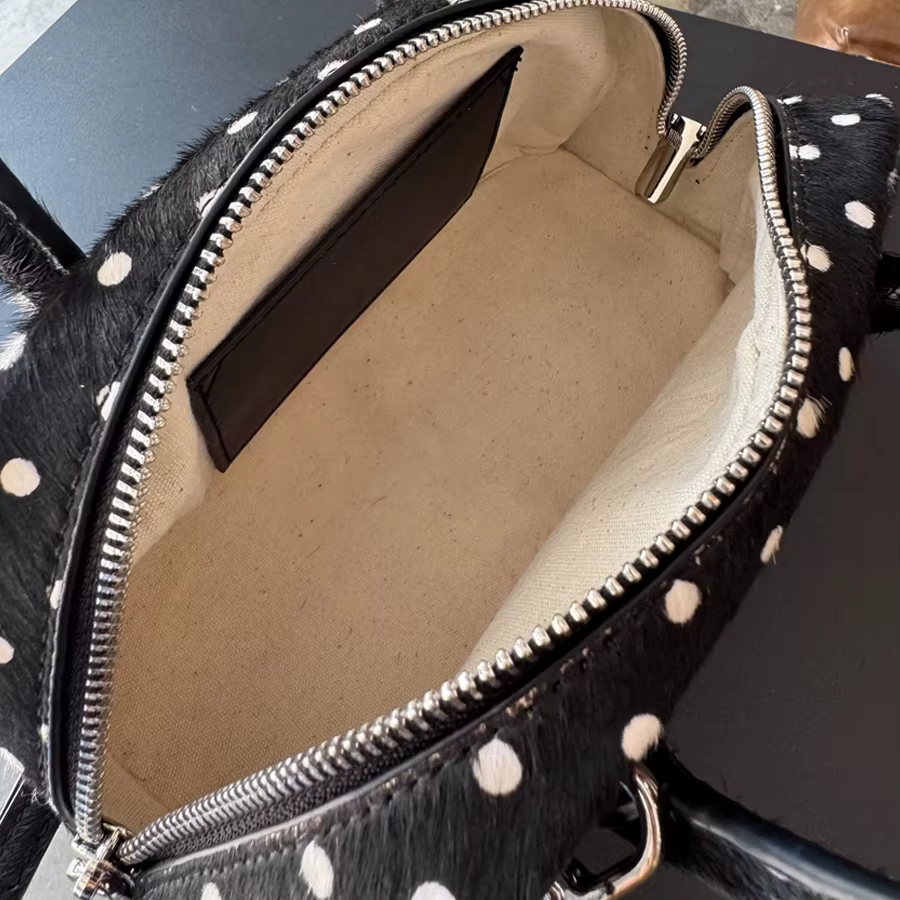 Sacs boston en cuir véritable à pois pour femmes sac à main et bourse de luxe de styliste nouveau à