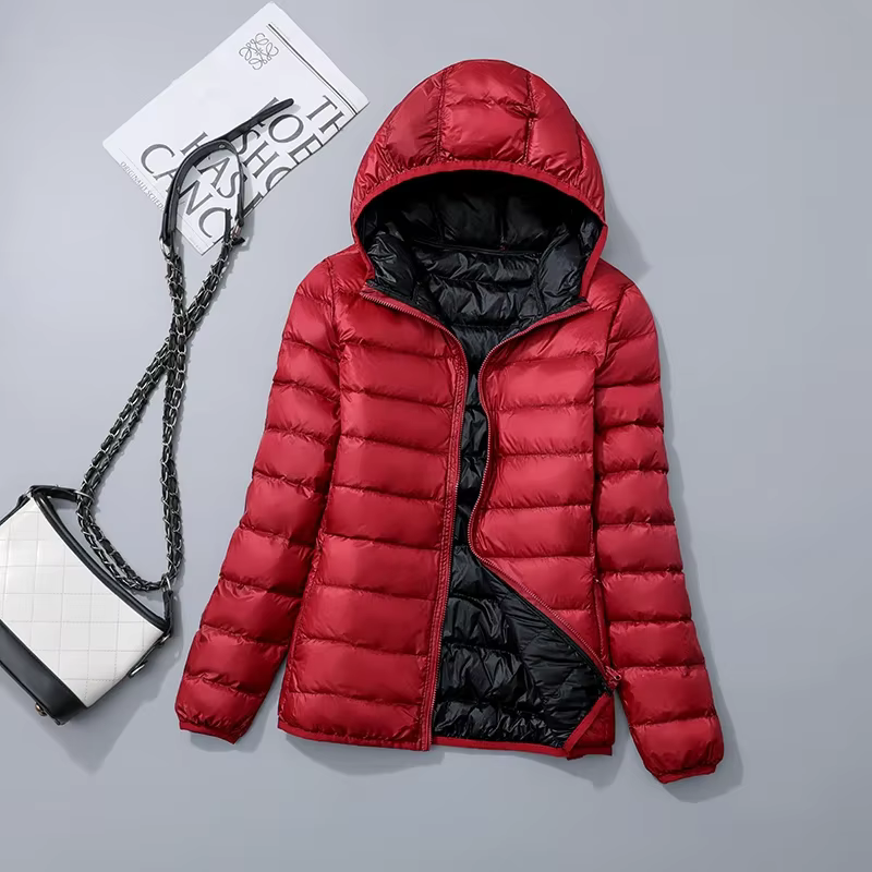 Doudoune Courte à Capuche Double Face pour Femme, Manteau Ultra observateur et Pliable, Grande Taill