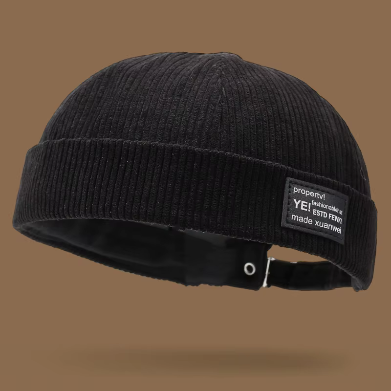 Chapeau décontracté sans bords en velours côtelé d'automne et d'hiver, chapeau yuppie personnalisé, 
