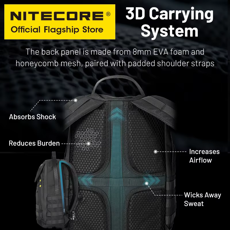 NITECORE BP23 PRO 23L sac à dos de banlieue 500D tissu plus récent Camping Trekking pêche Sport syst