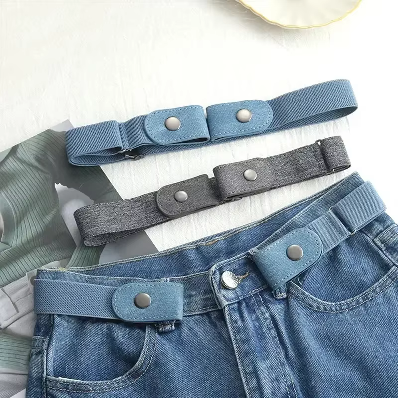Bande de taille élastique réglable en toile, ceinture Invisible sans boucle pour femmes et hommes, p