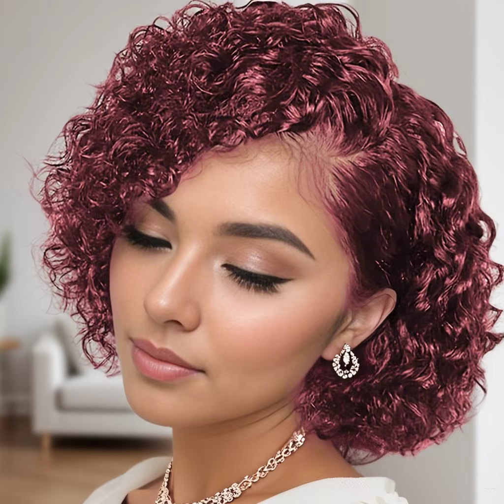 13x4 dentelle avant perruques coupe lutin perruque cheveux humains vague profonde perruque courte bo
