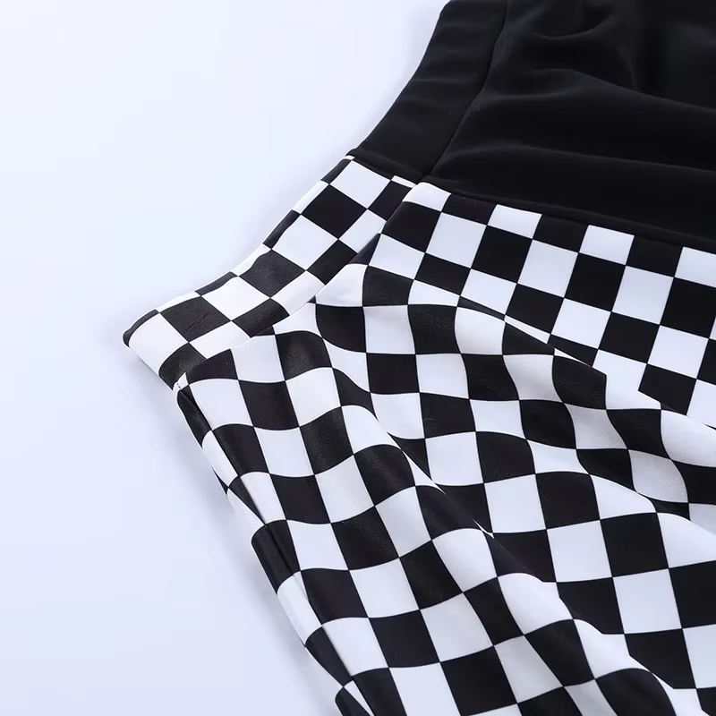 Jupe gothique sexy taille haute pour fille noire, jupe Harajuku Y2k, abonnés à la couture à carreaux