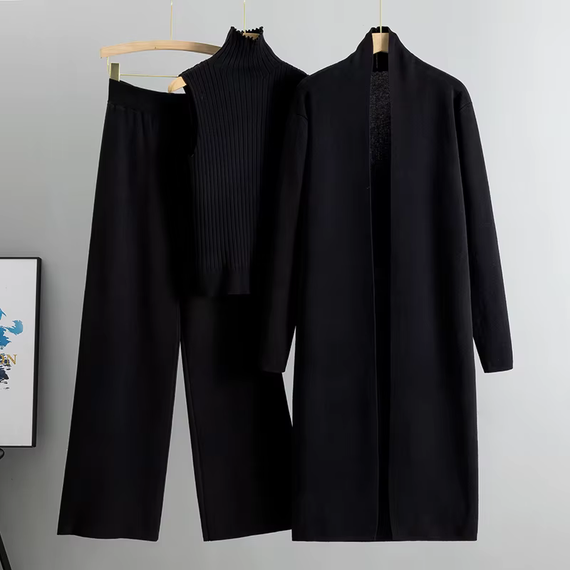 Printemps automne 3 pièces femmes Cardigan survêtements mode tricoté pantalon ensemble dames pull co