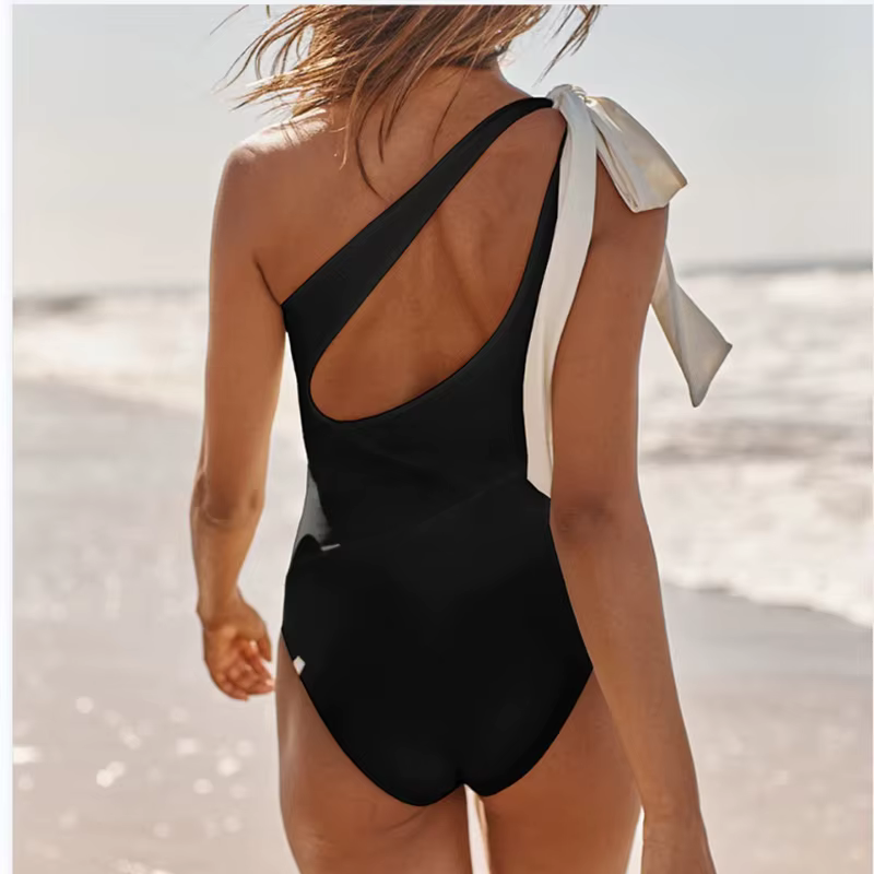 Été noir Sexy une pièce maillots de bain fermé femmes maillots de bain Push Up vêtements de natation
