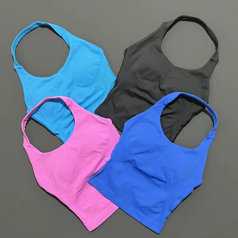 LET NOBODY DFYNE YOU Impact Halter Top Femme Longline Strappy Tank Padded Yoga Sportswear Workout Sp