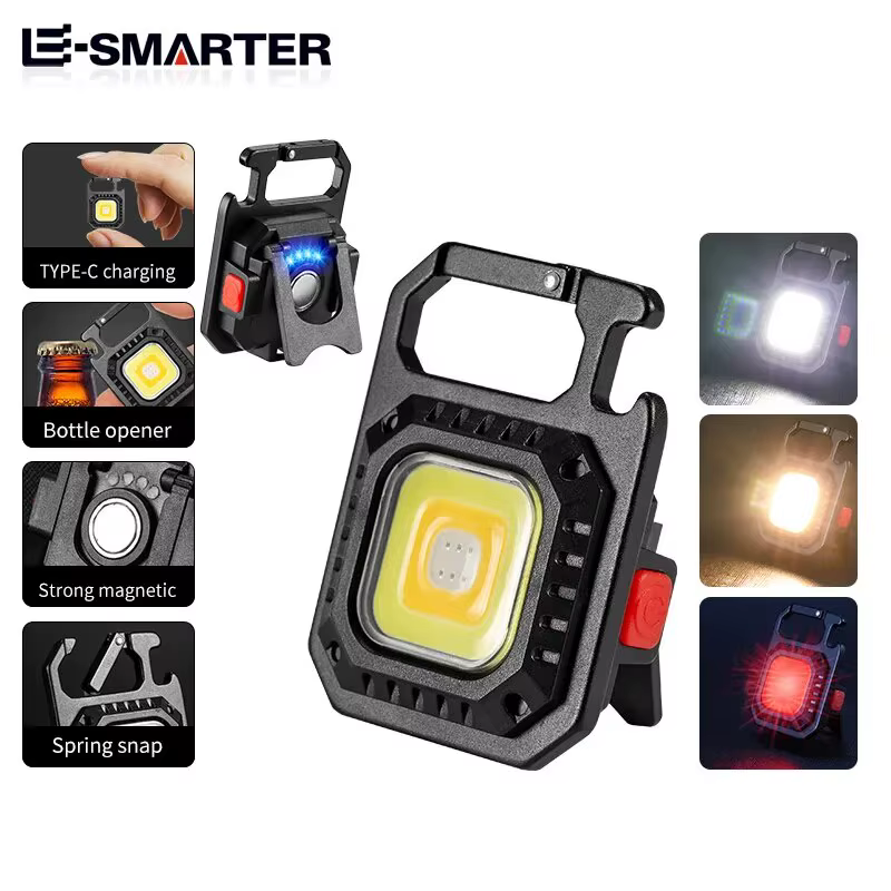 Mini lampe de poche LED portable, porte-clés, lampe multi-source de lumière aste, ouvre-bouteille ma