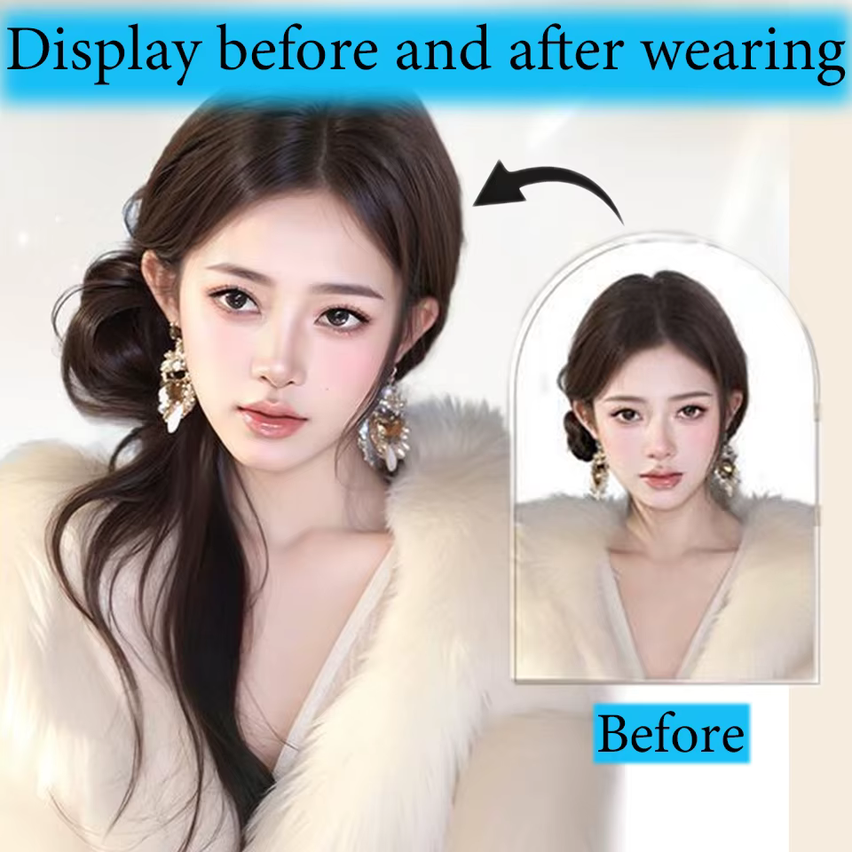 Perruque synthétique extra-longue style chignon barbe de dragon, rétro coréen, élégante et décontrac