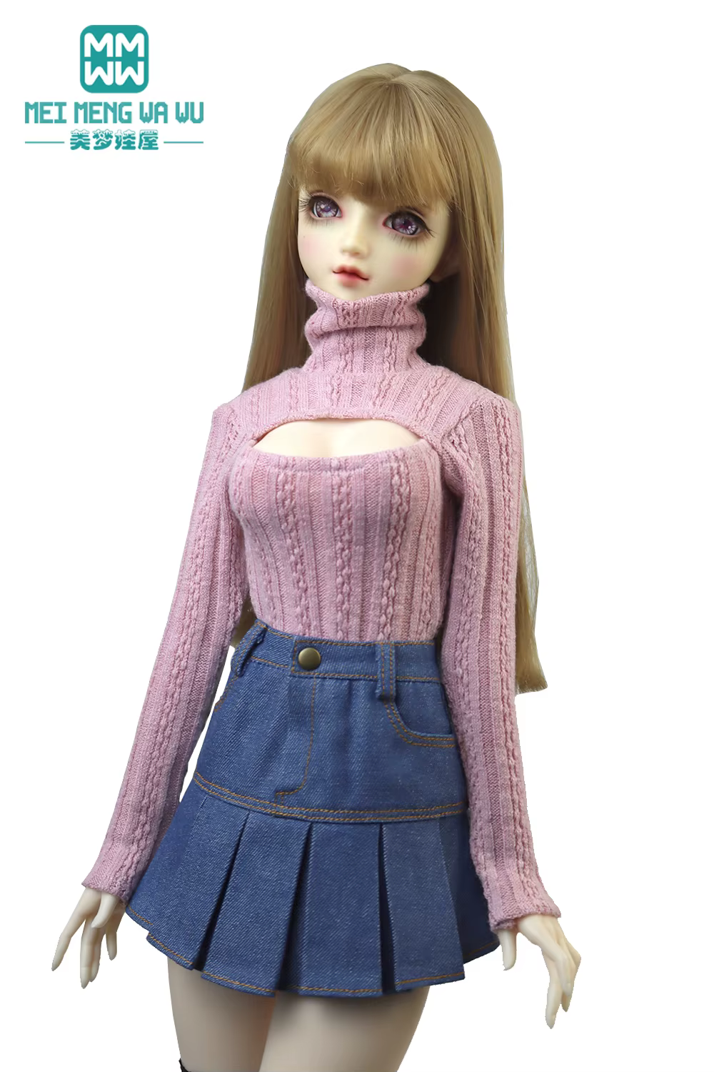 Vêtements pour poupée, pull ouvert à col haut, adapté à 58-60cm, 1/3 BJD DD SD DDL, poupée articulée