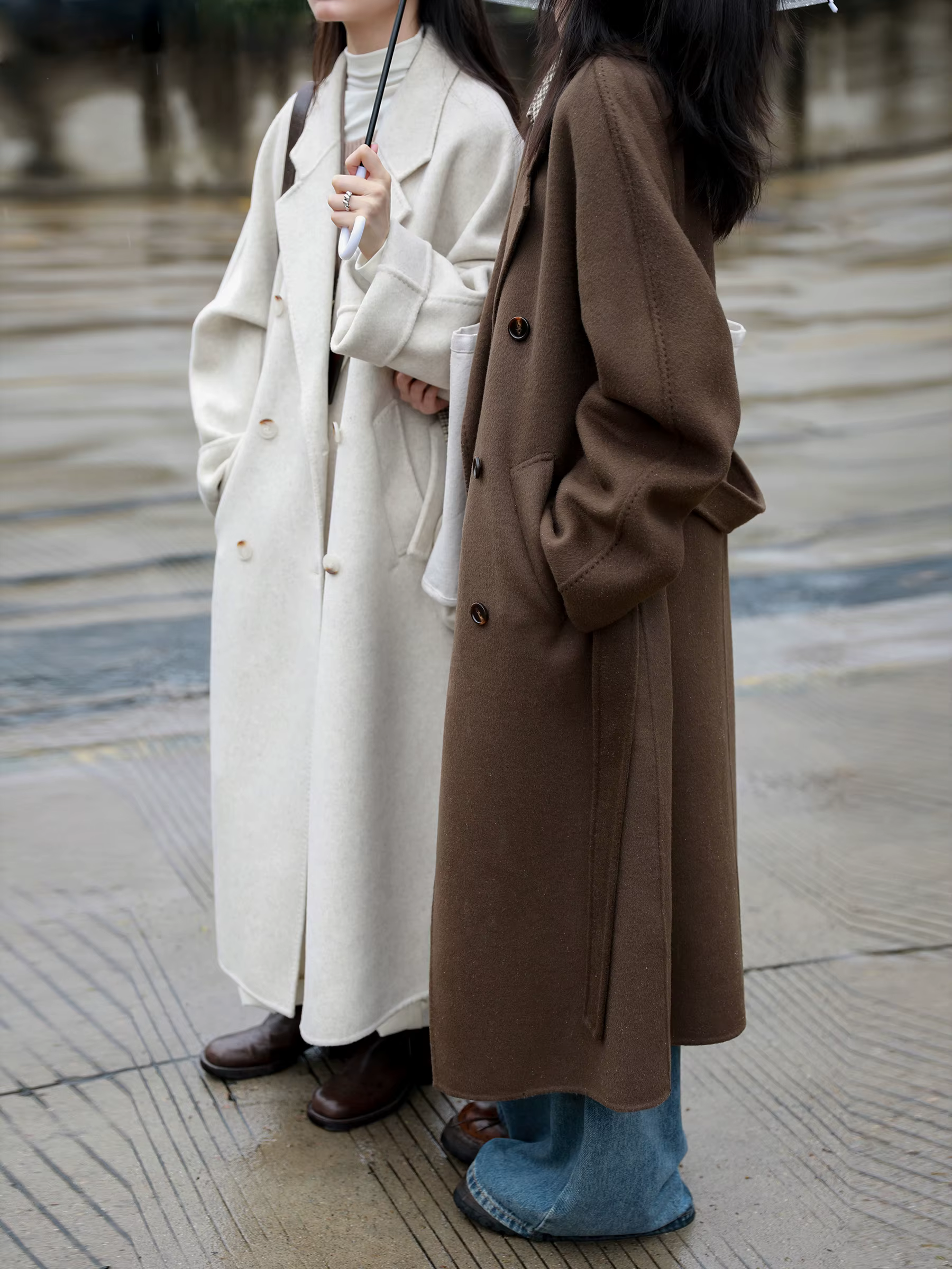 CHIC VEN femmes Long manteau en laine ample décontracté Double face vêtements de dessus pour femmes 