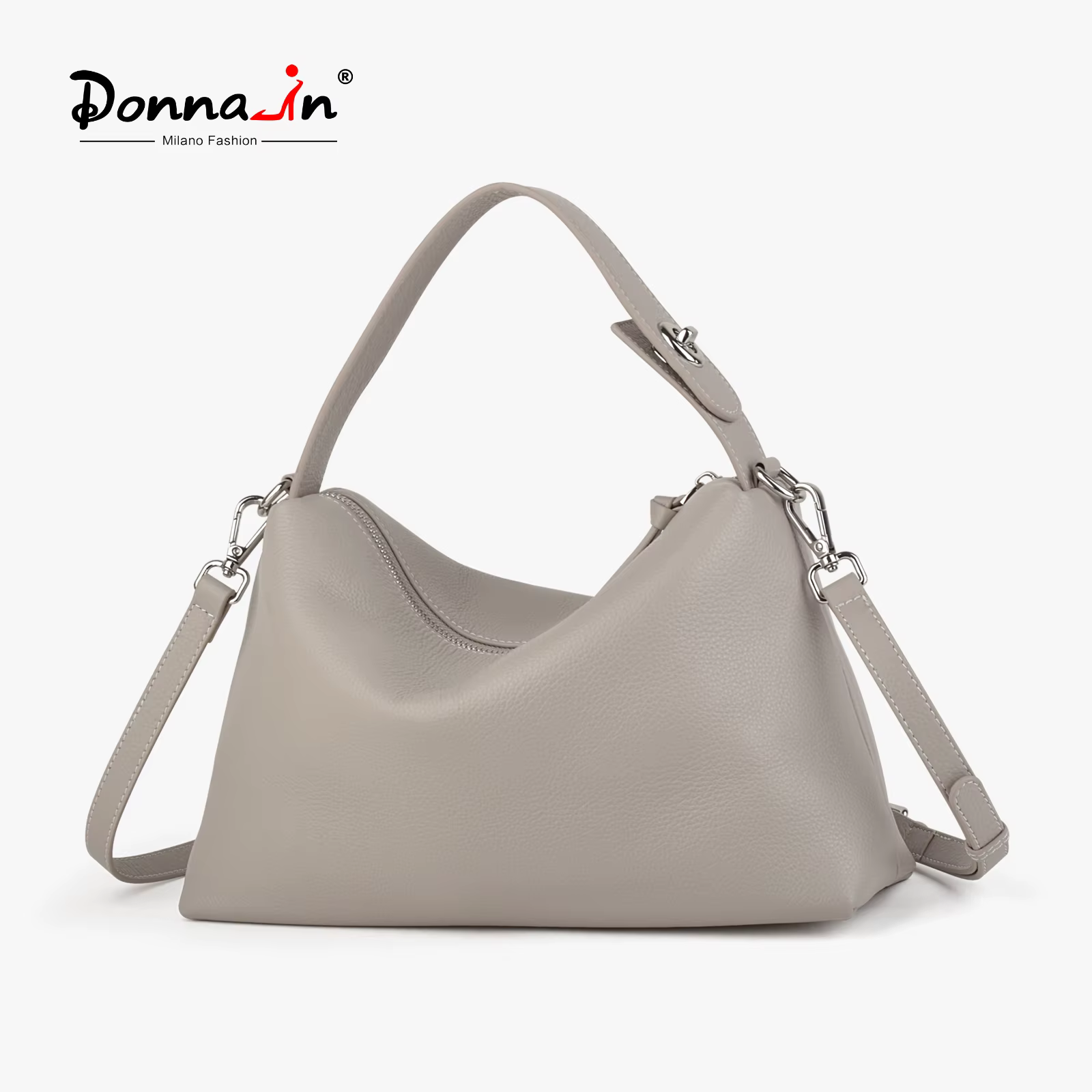 Donna-in – sac à main demi-lune en cuir de vache véritable pour femmes, sac à bandoulière Hobo en cu