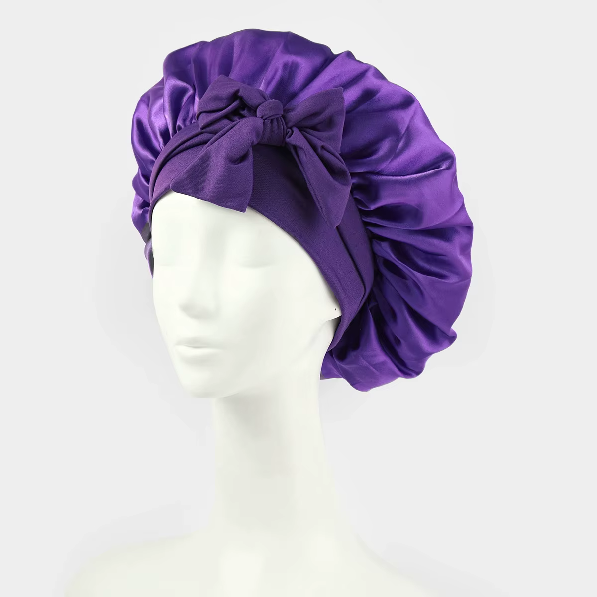 Bonnet de nuit en satin uni pour femme, bonnet de sommeil pour soins capillaires, bonnet de nuit uni