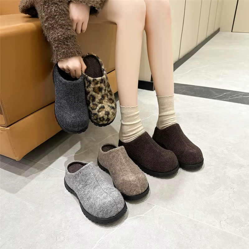 AIYUQI chaussons pour femmes porter nouveau 2025 automne bout rond flanelle bout fermé chaussons pou