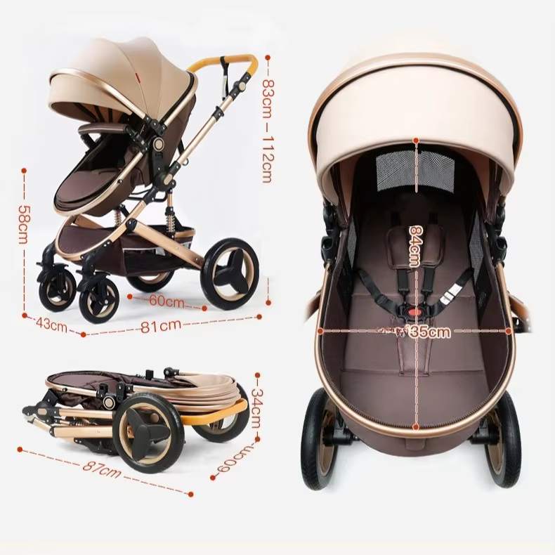 Poussette bébé nouveau-né 3 en 1 avec siège auto poussette bébé haute vue avec fonction assise et co