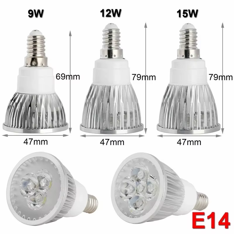 Lampe Led haute puissance MR16 12V GU10 E27 E14 GU5.3 9W 12W 15W, projecteur Cob blanc chaud/blanc f