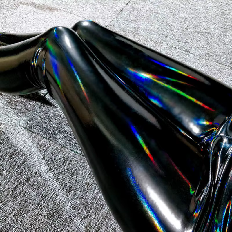 Pantalon en cuir PU taille haute pour femme, couleurs absorbe ouissantes, leggings minces brillants,