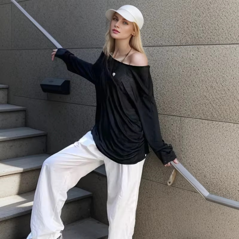 T-shirt ample et transparent sexy pour femme – Collection été 2026 – Chic et décontracté – Couleur u