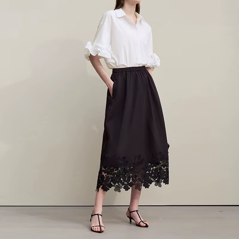 Chemisier Amii en coton pour femme, nouvelle collection été 2026, col à revers, épaules tombantes, c