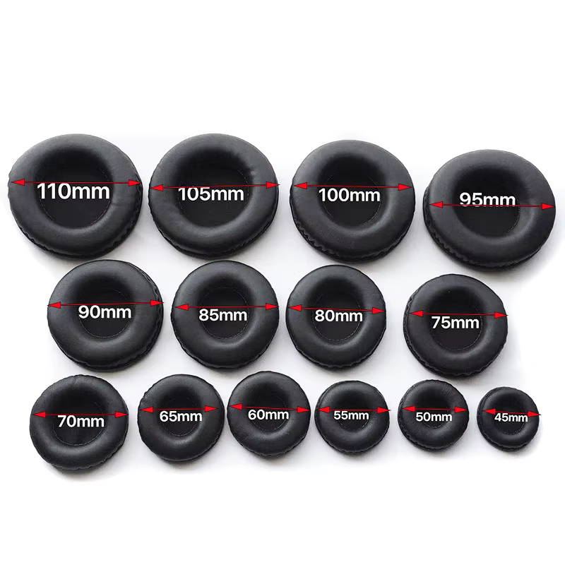 Coussinets d'oreille en mousse de cuir éponge pour casque, housses de coussin, 40mm, 50mm, 55mm, 60m