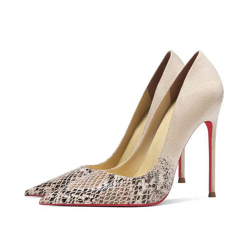 Talons hauts à motif léopard dégradé pour femmes, talons fins, chaussures simples de tempérament Sex