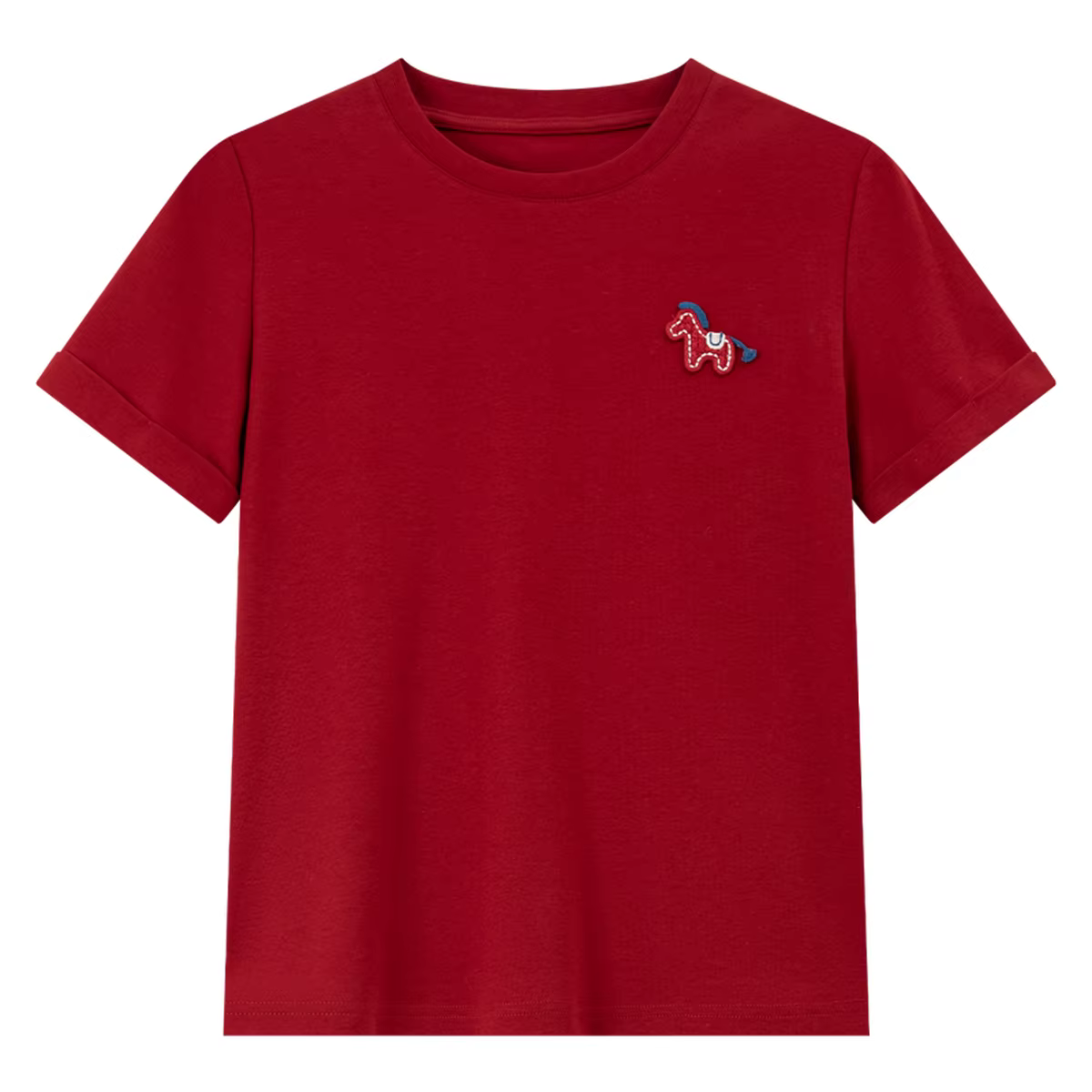 T-shirt décontracté polyvalent rouge pour femme VIMLY, nouvelle collection été 2026, mode bureau, br