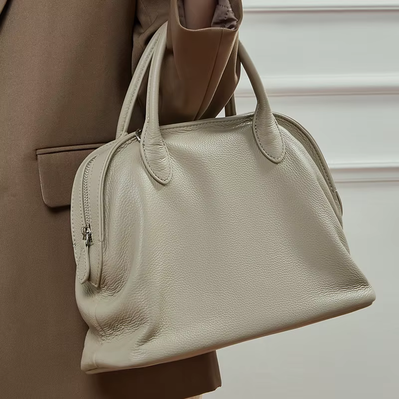 Vintage 100% sac à coque en cuir véritable polyvalent grande capacité poignée supérieure sac à main 