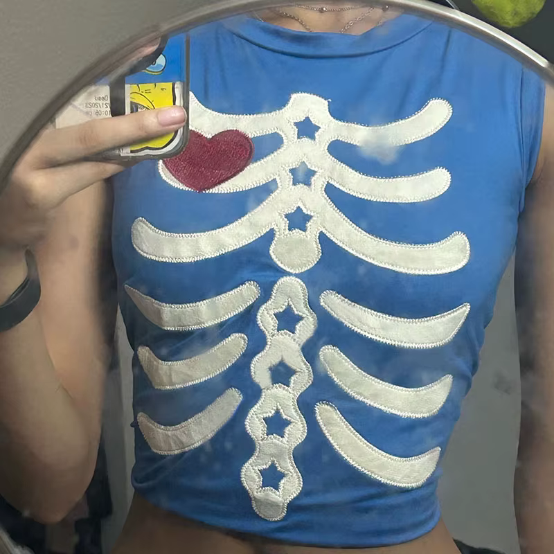 Pull en Y en patchwork de crâne classique pour femme, précieux, hipsters, hip hop, streetwear, décon