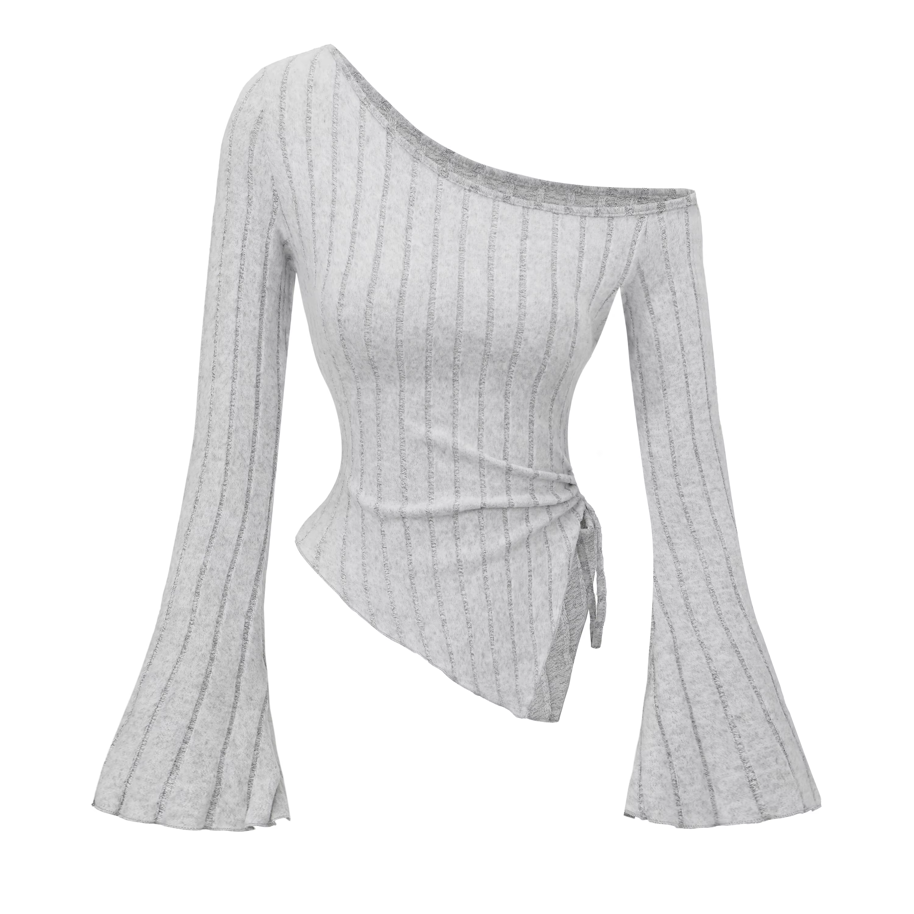 T-shirt manches longues pour femmes, épaules dénudées, coupe cintrée, décontracté, style de rue, asy