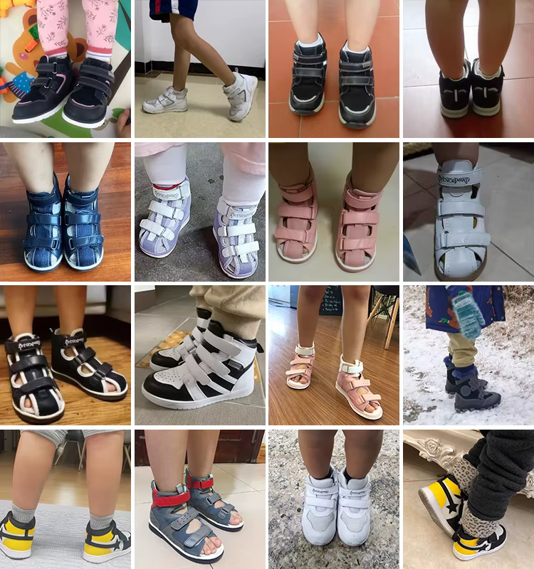 Rosa Epard-Sandales orthopédiques 4 roues motrices pour enfants, chaussures en cuir véritable pour g