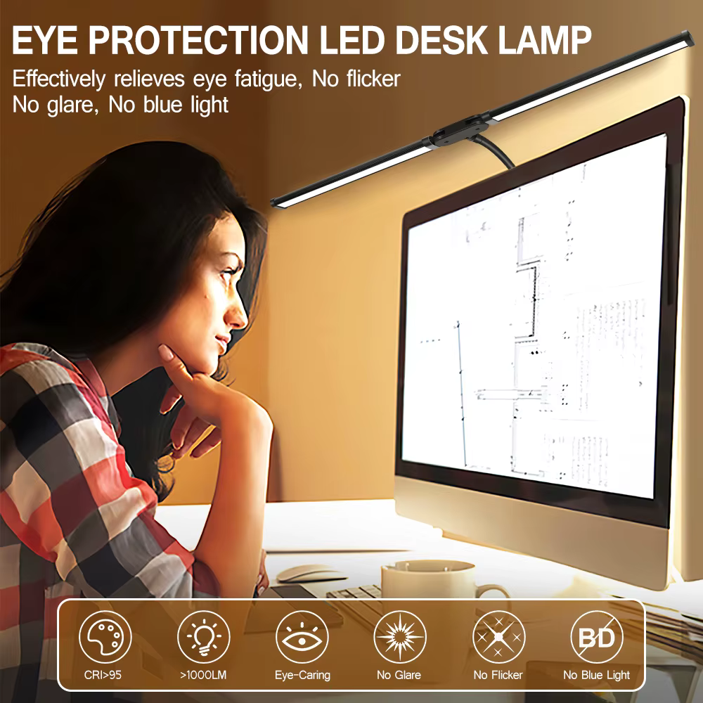 Lampe de bureau de lecture LED à Double/simple tête, bras pivotant pliable, avec Clip, poste de trav