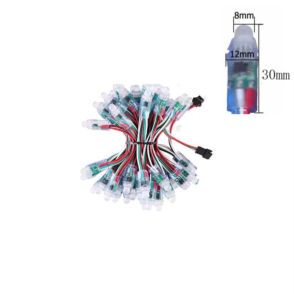Guirxiété lumineuse LED RGB pixel, chaîne d'éclairage extérieur, coronavirus, Noël, vacances, 50 piè