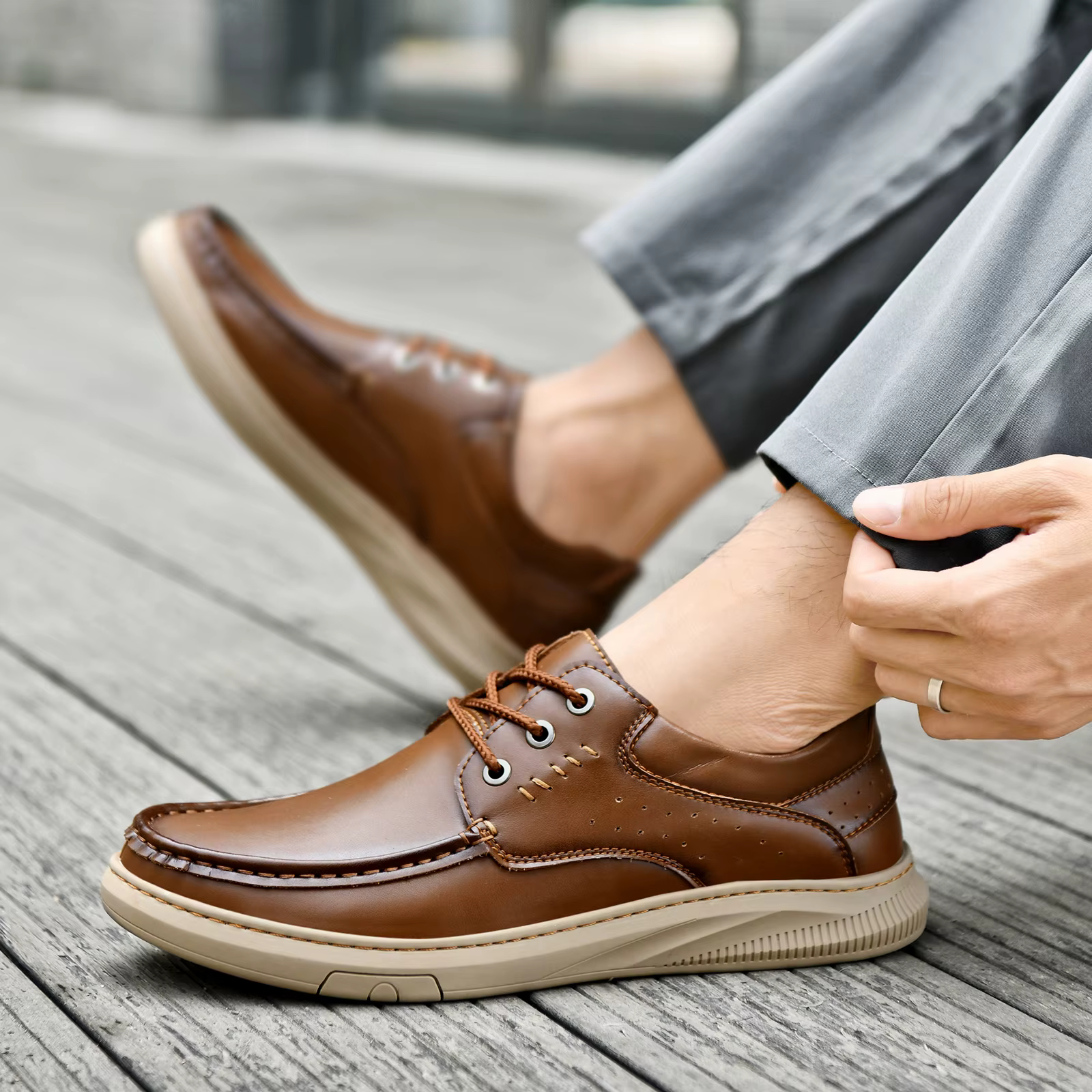 Chaussures décontractées pour hommes quatre saisons nouvelles chaussures en cuir de réunion d'affair