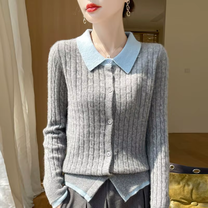 Pull en cachemire pour femme, gilet en laine, veste à revers, camel, tout neuf, automne et hiver, XX