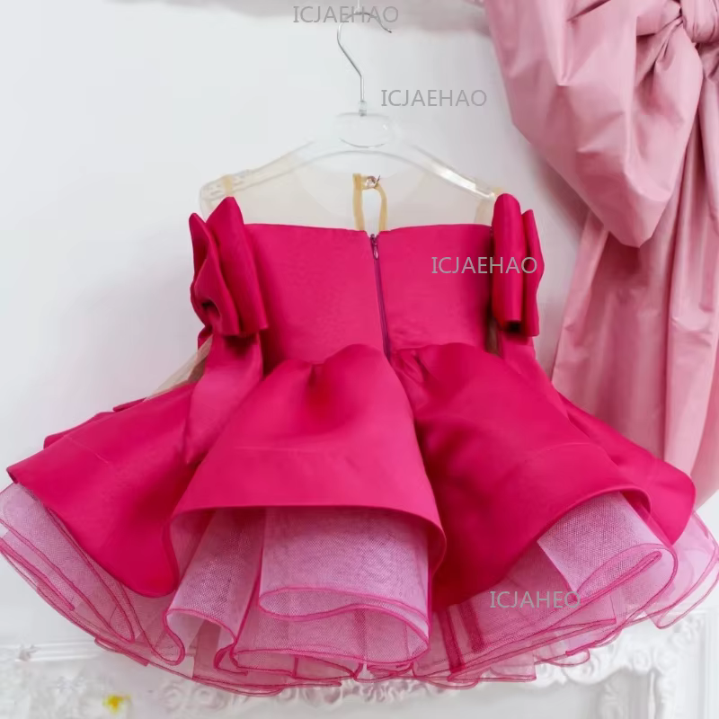 Robe de Princesse en Satin Moelleux pour Filles 2026, Robe de Demoiselle d'Honneur, Tenue Formelle S