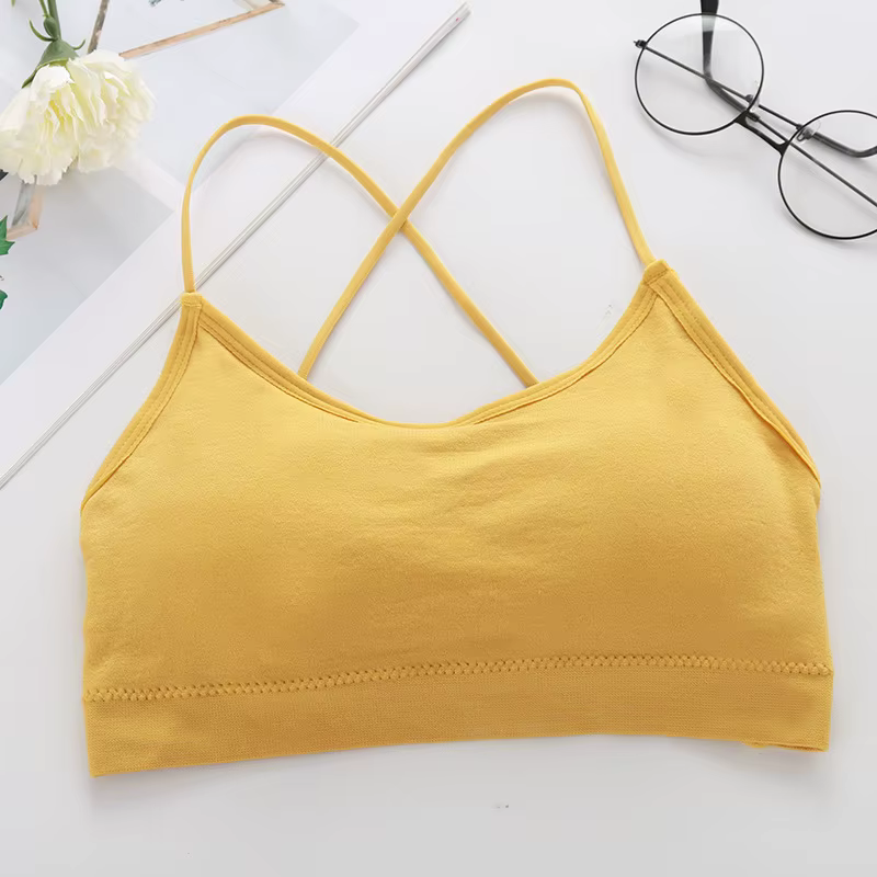 Soutien-gorge de sport léger d'été à bretelles croisées, sans coutures, dos nu, coupe triangle, pour
