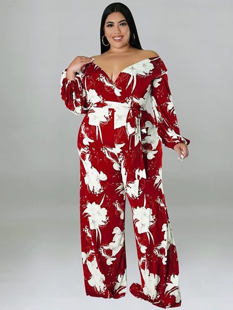 Combinaison une pièce pour femmes, combinaison à manches longues, imprimé, ample, grande taille, ven