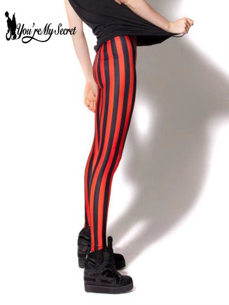[You're My Secret] mode femmes Leggings Sexy taille haute élastique rayure imprimé pantalon décontra