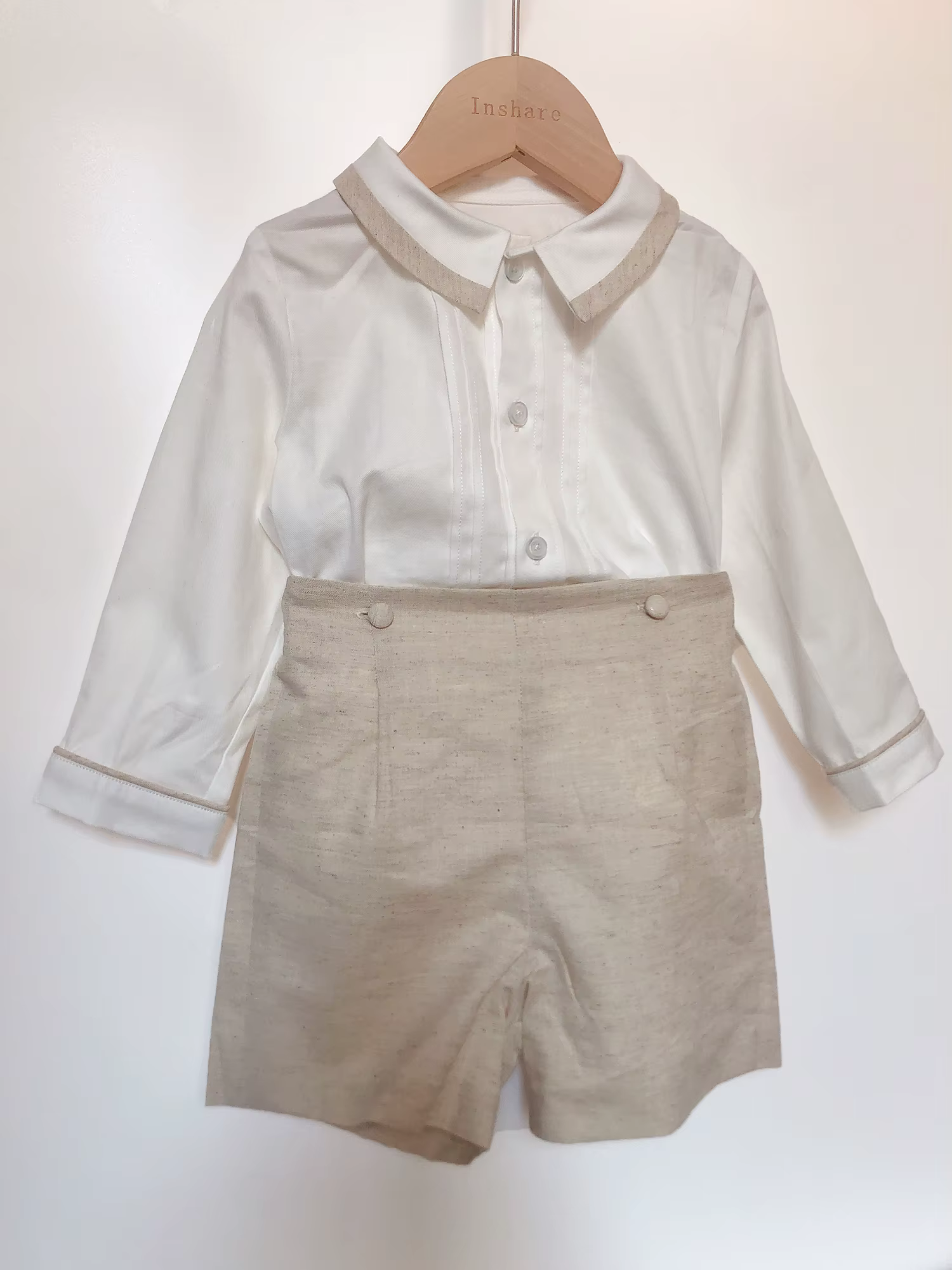 Ensemble de vêtements de boutique pour enfants, coton, lin, ingent, manches longues, tenue trempée, 