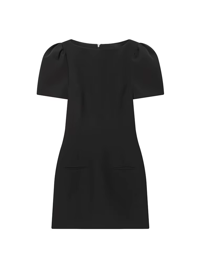 TFMLN femmes élégantes à manches courtes Mini robe coupe ajustée taille haute à manches courtes robe