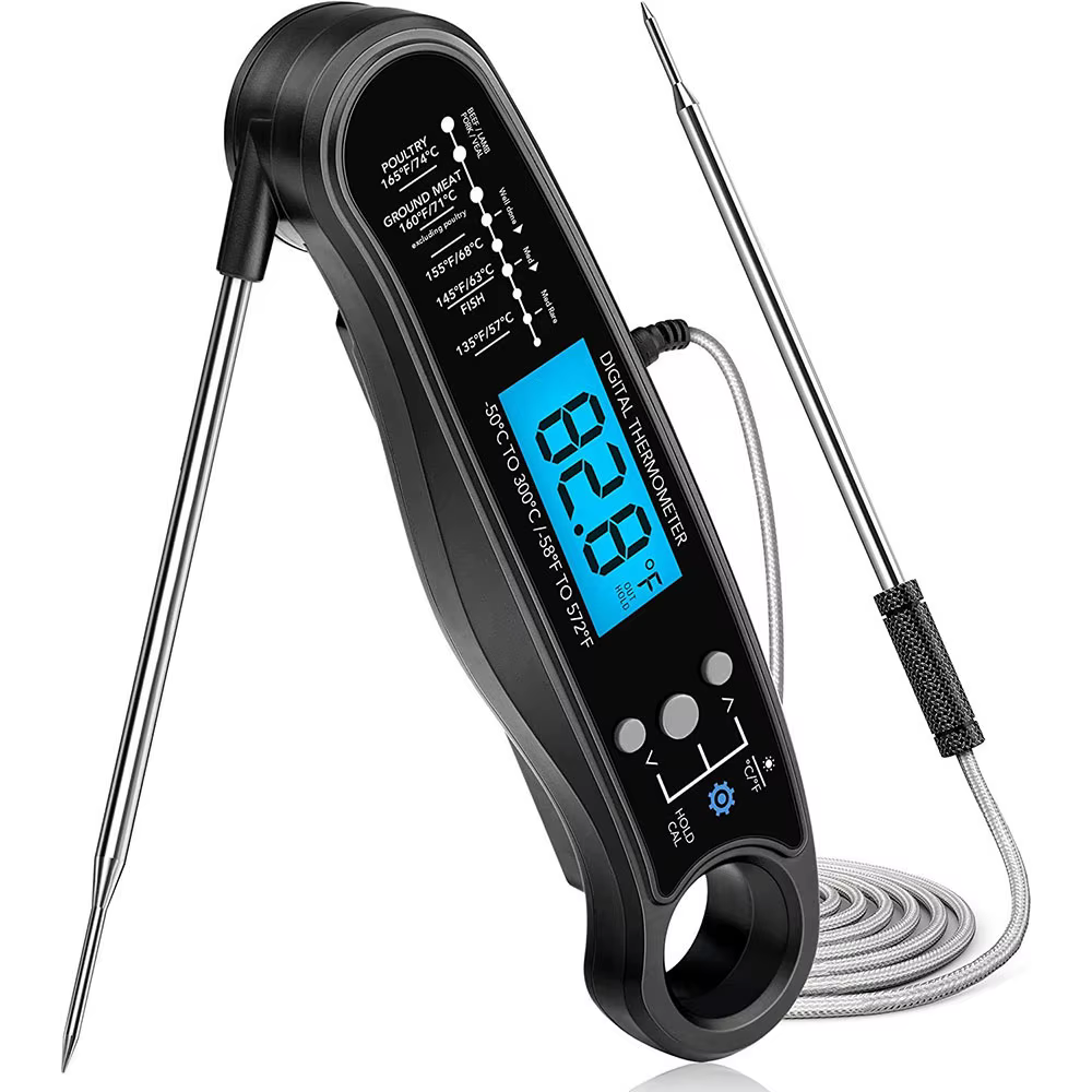 Thermomètre alimentaire de cuisine numérique pour thermomètre à viande avec 2 sondes pour la cuisson