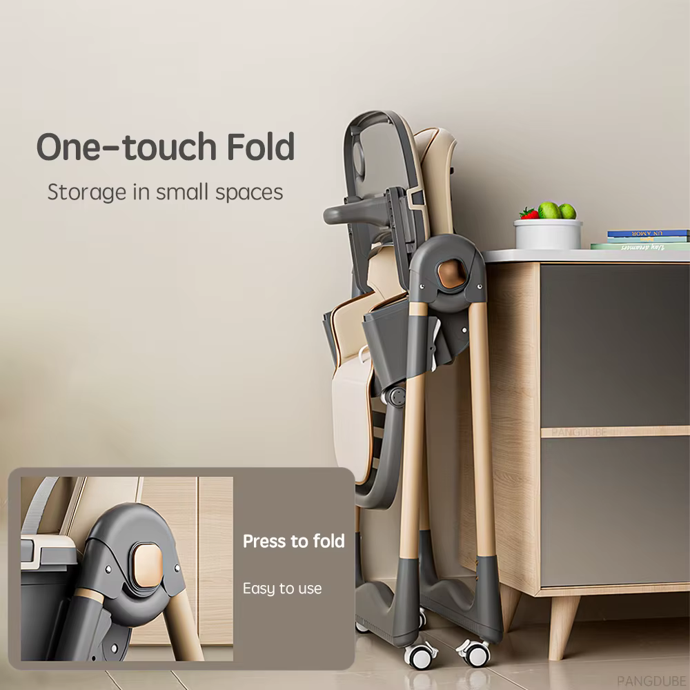 PANGDUBE Chaise haute réglable pour bébé de 0 à 3 ans, siège de salle à manger pliable avec plateau,