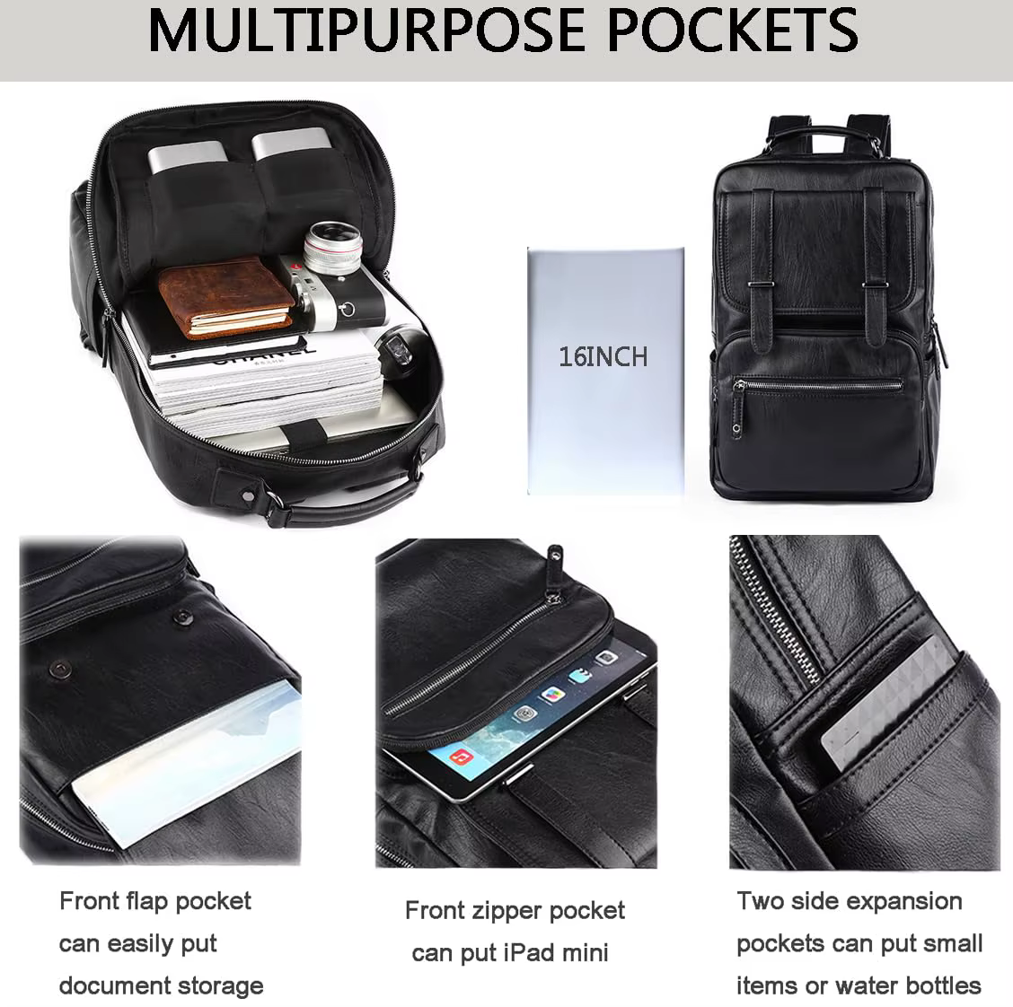 MOYYI-Sac à dos en cuir pour ordinateur portable pour homme, sac à dos de voyage étanche, sac d'affa