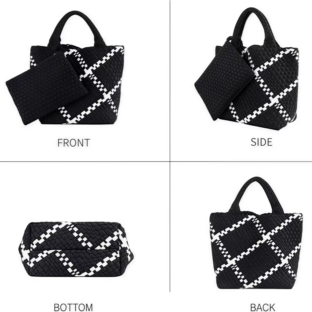 Sac tissé pour femmes, sac fourre-tout en néoprène, sac à main de plage d'été, sac à main rétro fait