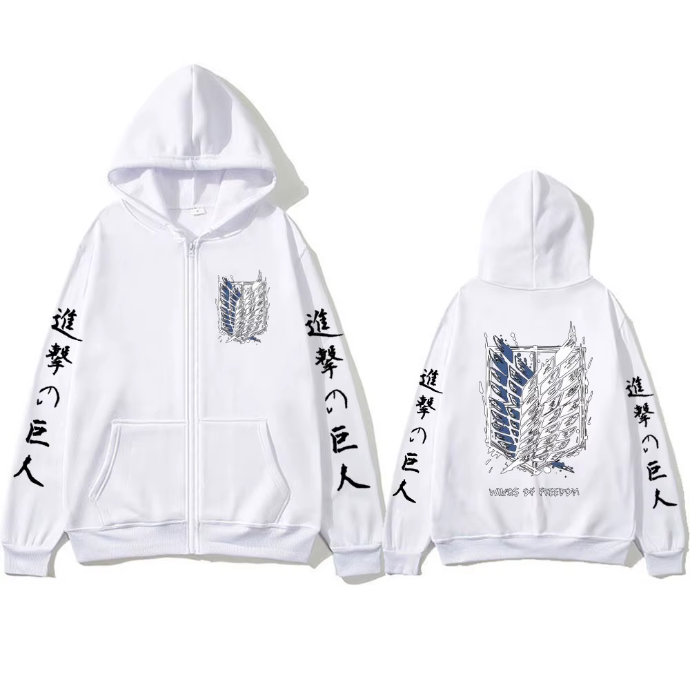 Sweat-shirts à fermeture éclair avec logo Anime Attack on Titan Mikasa Ackerman Eren Jaeger Wings of