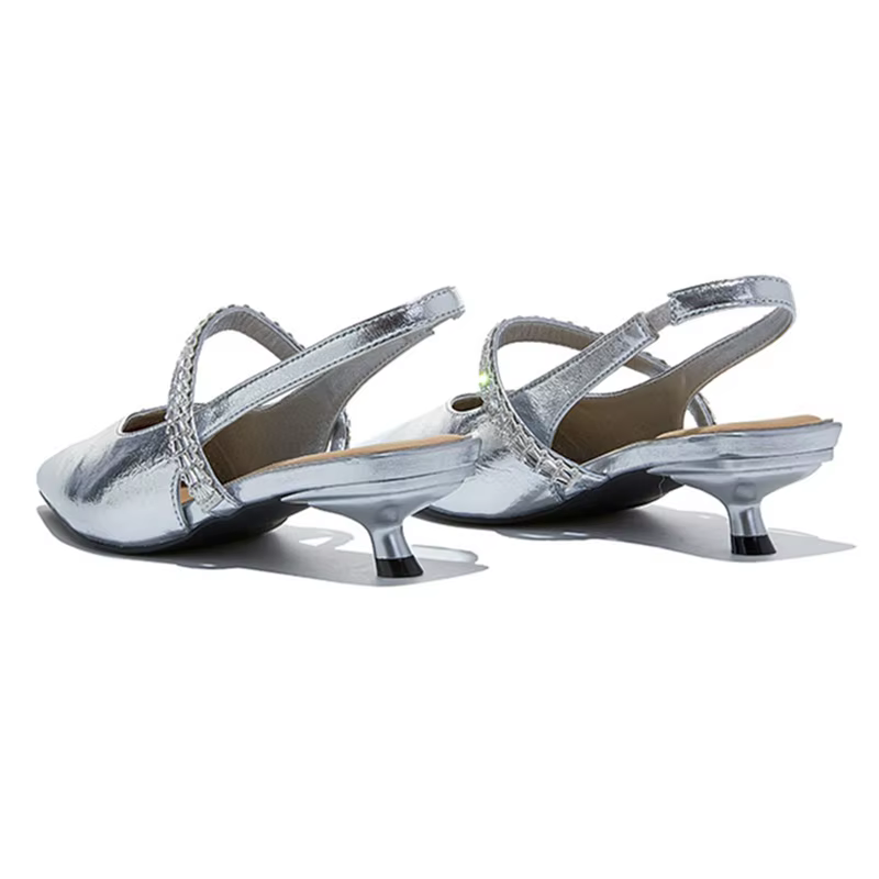 Sandales fermées à talon aiguille et bout pointu pour femme, style Mary Jane, grande taille, avec br