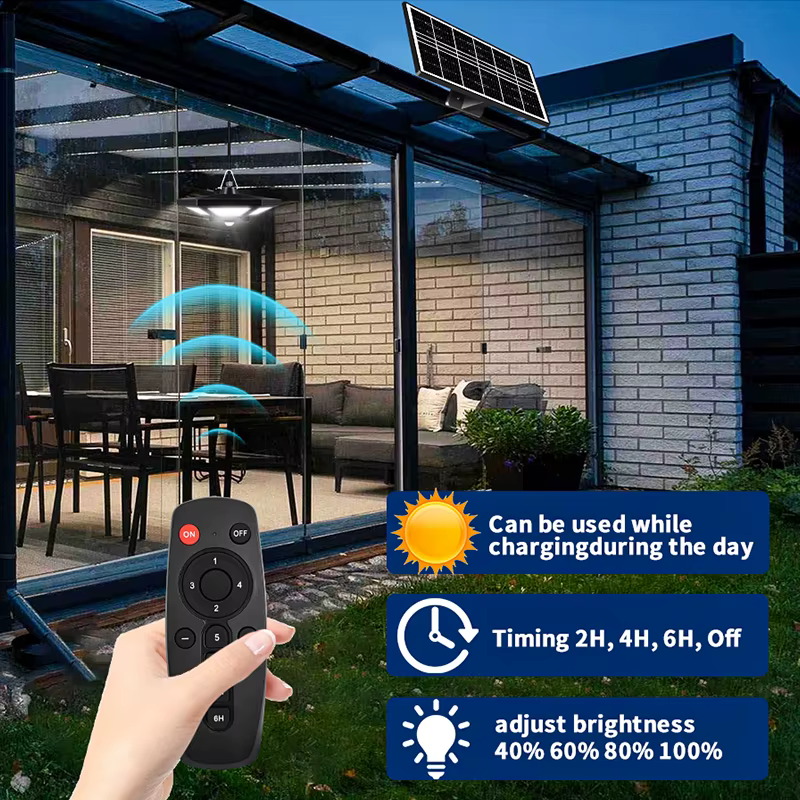 Lampes suspendues solaires d'intérieur et d'extérieur avec télécommande 180led, capteur de mouvement