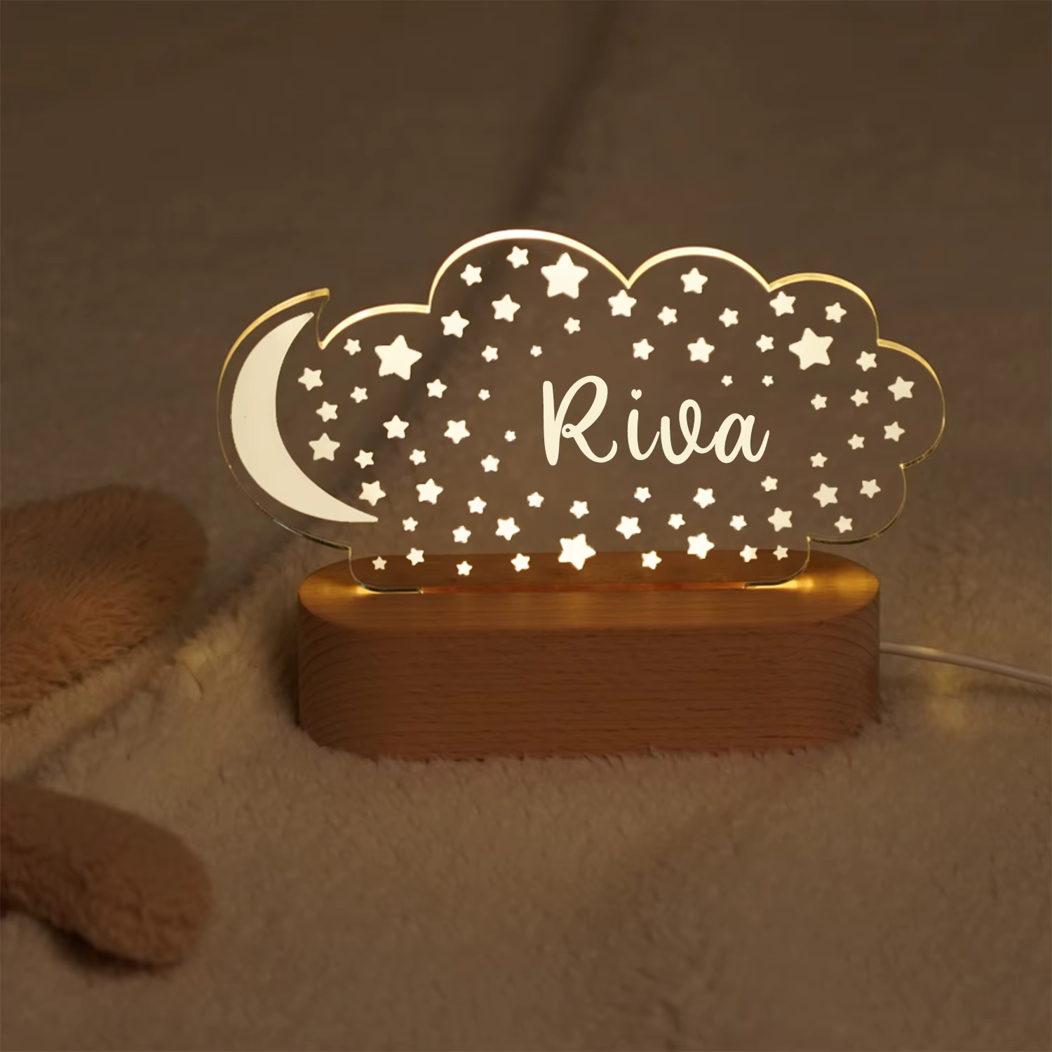 Bébé enfants USB veilleuse personnalisé enfants nom lampe personnalisé pépinière nouveau-né chambre 