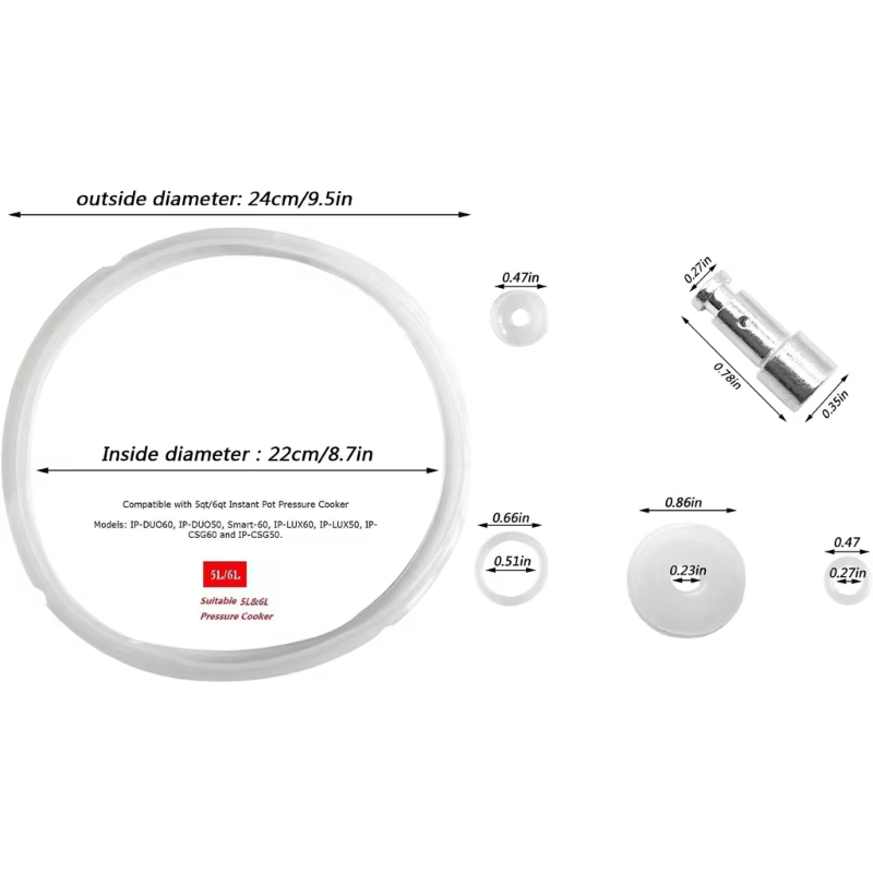 Ensemble de remplacement universel pour autocuiseurs, flotteurs et bancs, joint en silicone transpar